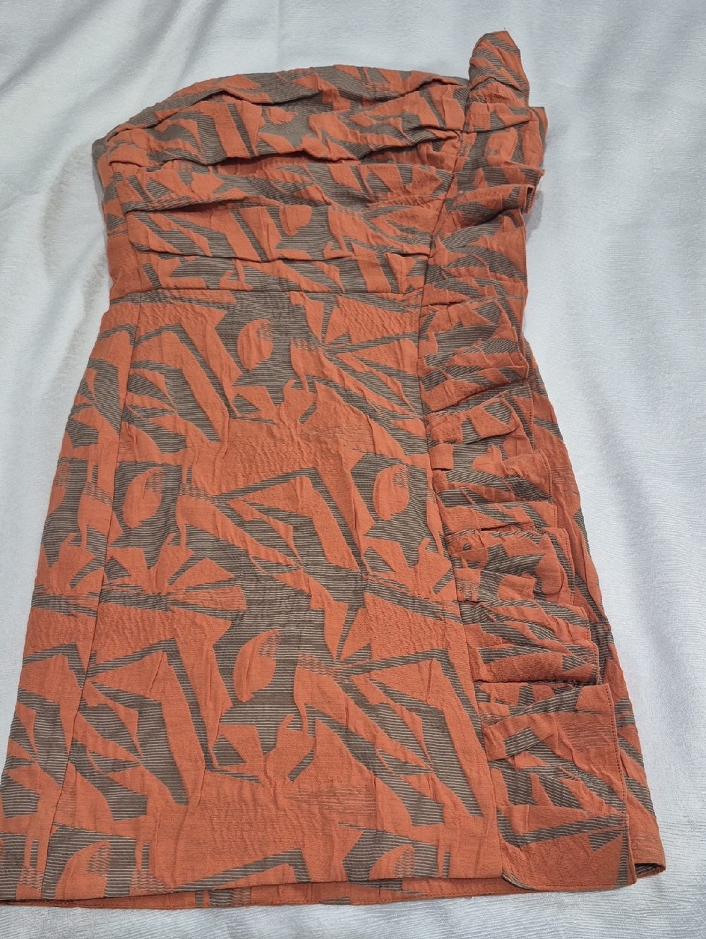 ALEXIS Women’s Strapless Orange Patterned Summer Dress XS.